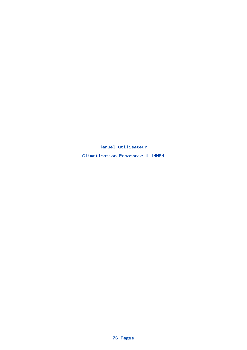 Page 1 de la notice Manuel utilisateur Panasonic U-14ME4