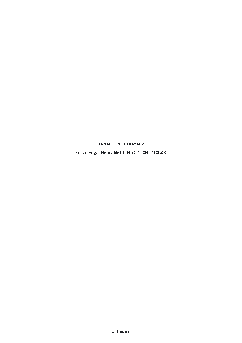 Page 1 de la notice Manuel utilisateur Mean Well HLG-120H-C1050B
