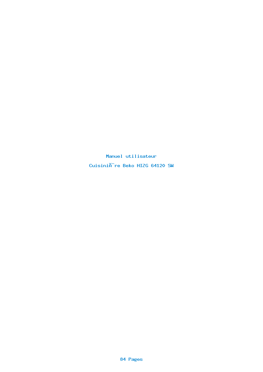 Page 1 de la notice Manuel utilisateur Beko HIZG 64120 SW