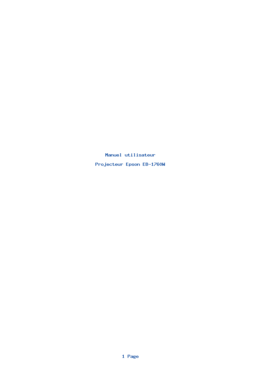 Page 1 de la notice Manuel utilisateur Epson EB-1760W