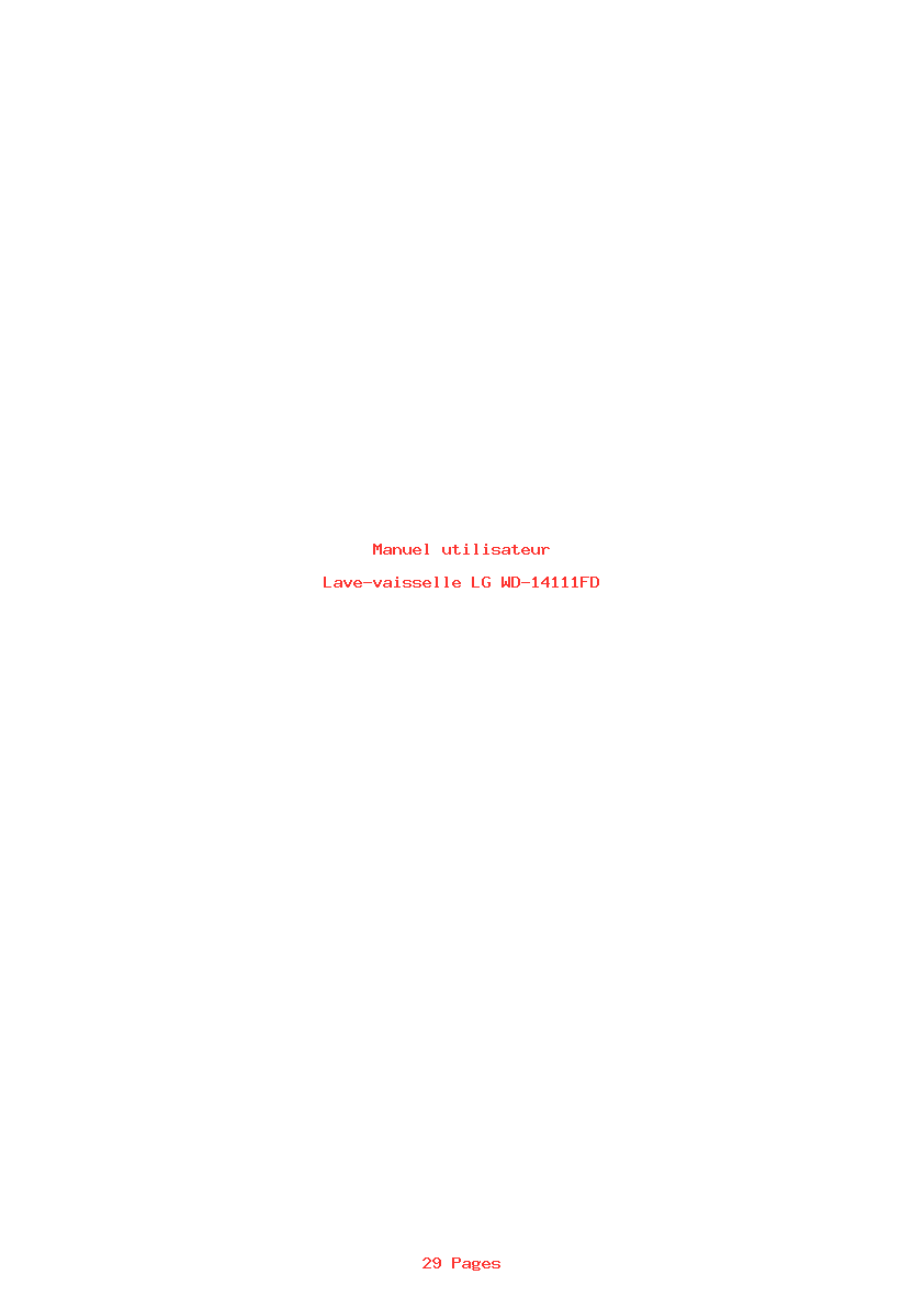 Page 1 de la notice Manuel utilisateur LG WD-14111FD