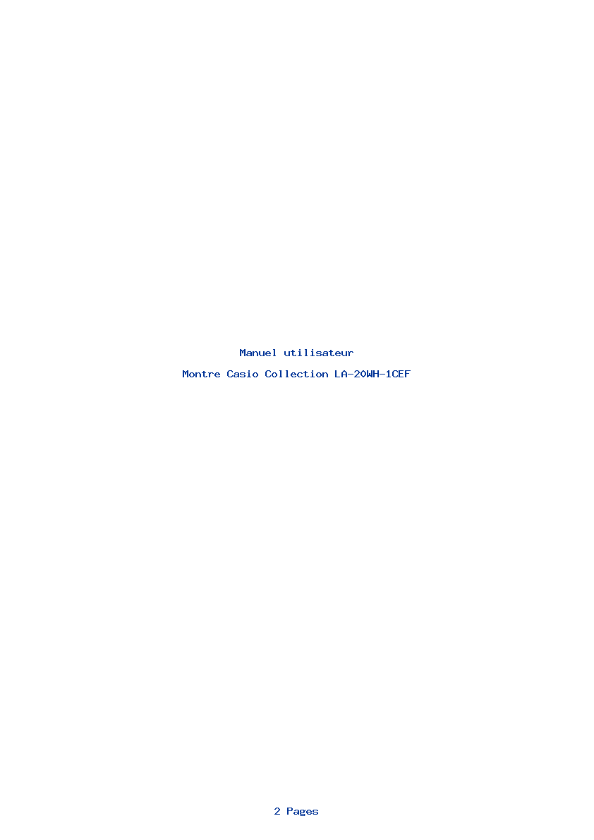 Page 1 de la notice Manuel utilisateur Casio Collection LA-20WH-1CEF