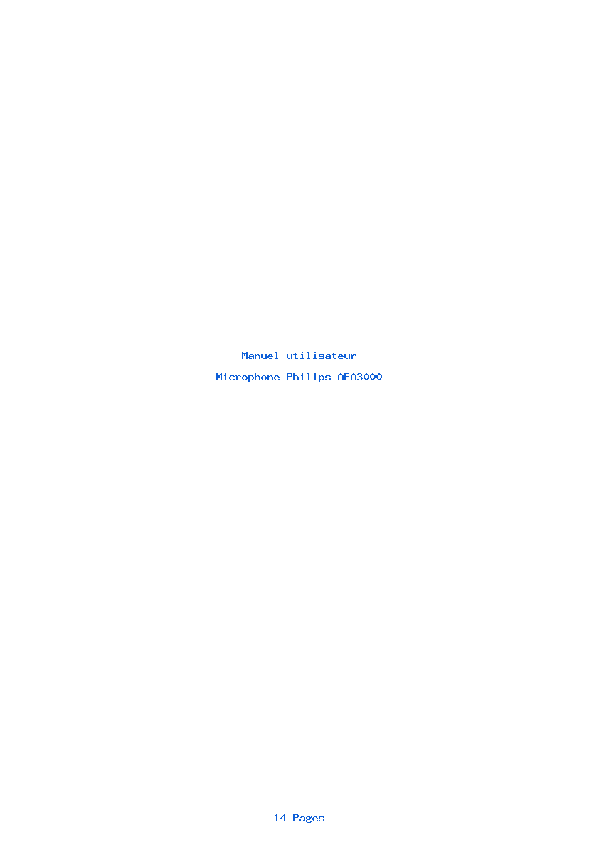 Page 1 de la notice Manuel utilisateur Philips AEA3000
