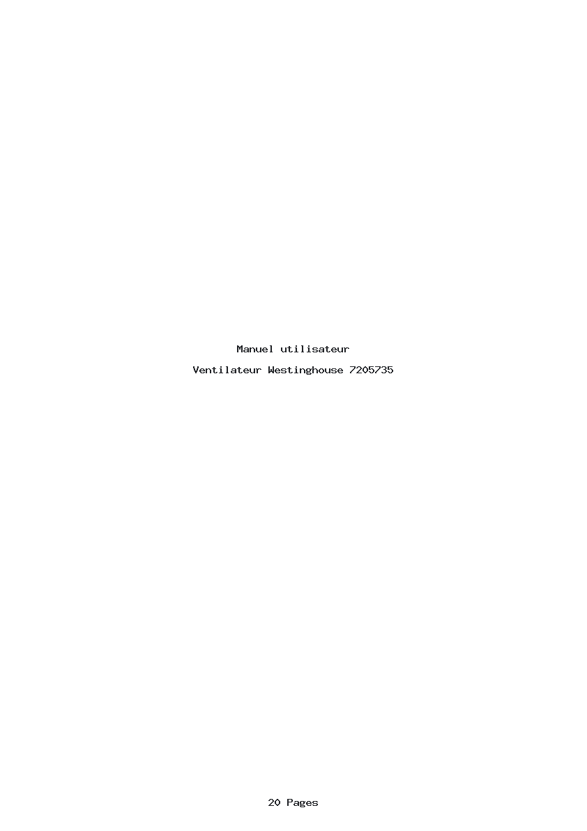 Page 1 de la notice Manuel utilisateur Westinghouse 7205735