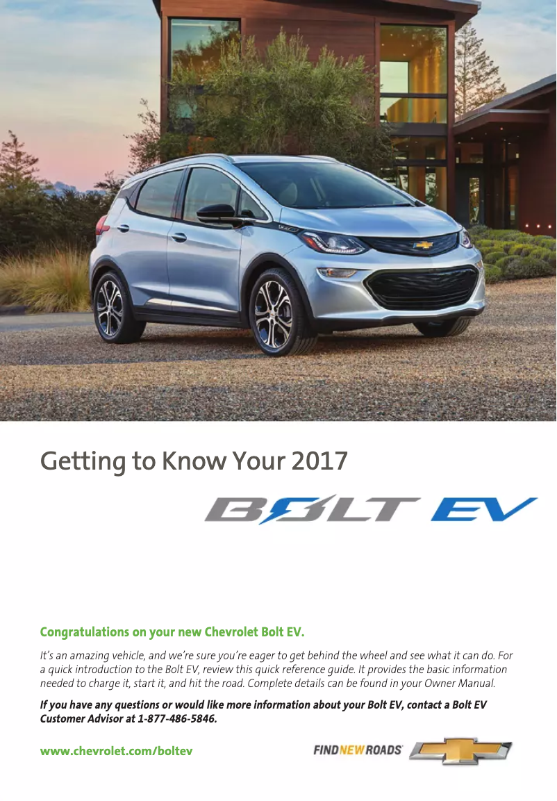 Page 1 de la notice Guide de démarrage rapide Chevrolet Bolt EV (2017)