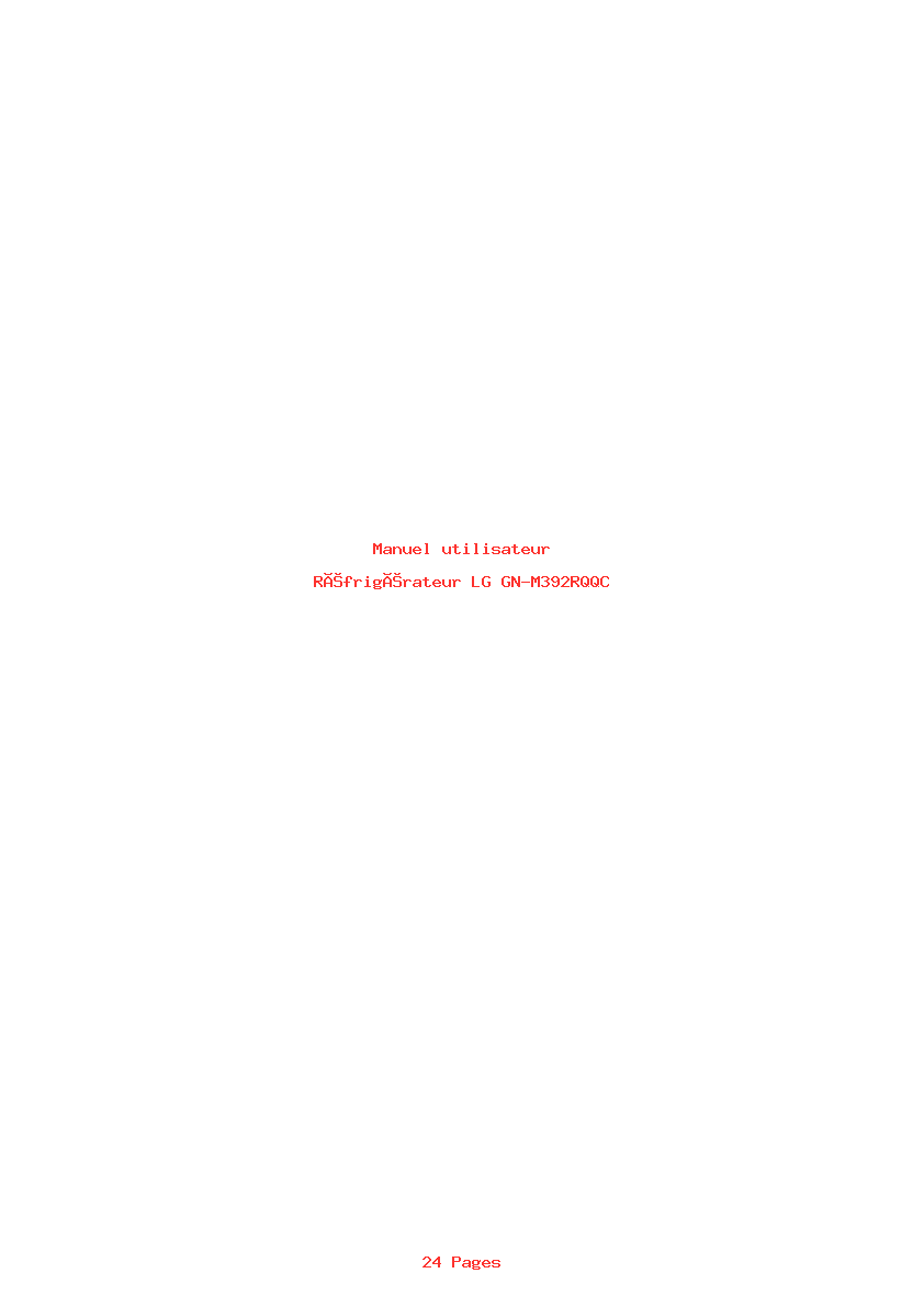 Page 1 de la notice Manuel utilisateur LG GN-M392RQQC