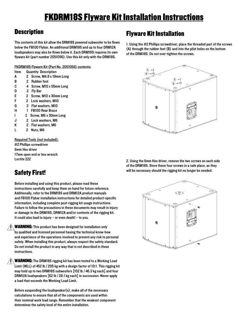 Page 1 de la notice Manuel utilisateur Mackie FKDRM18S
