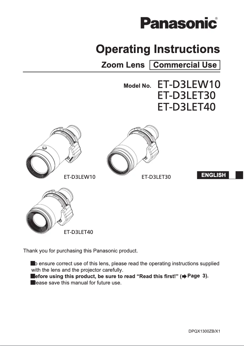 Page 1 de la notice Manuel utilisateur Panasonic ET-D3LET30