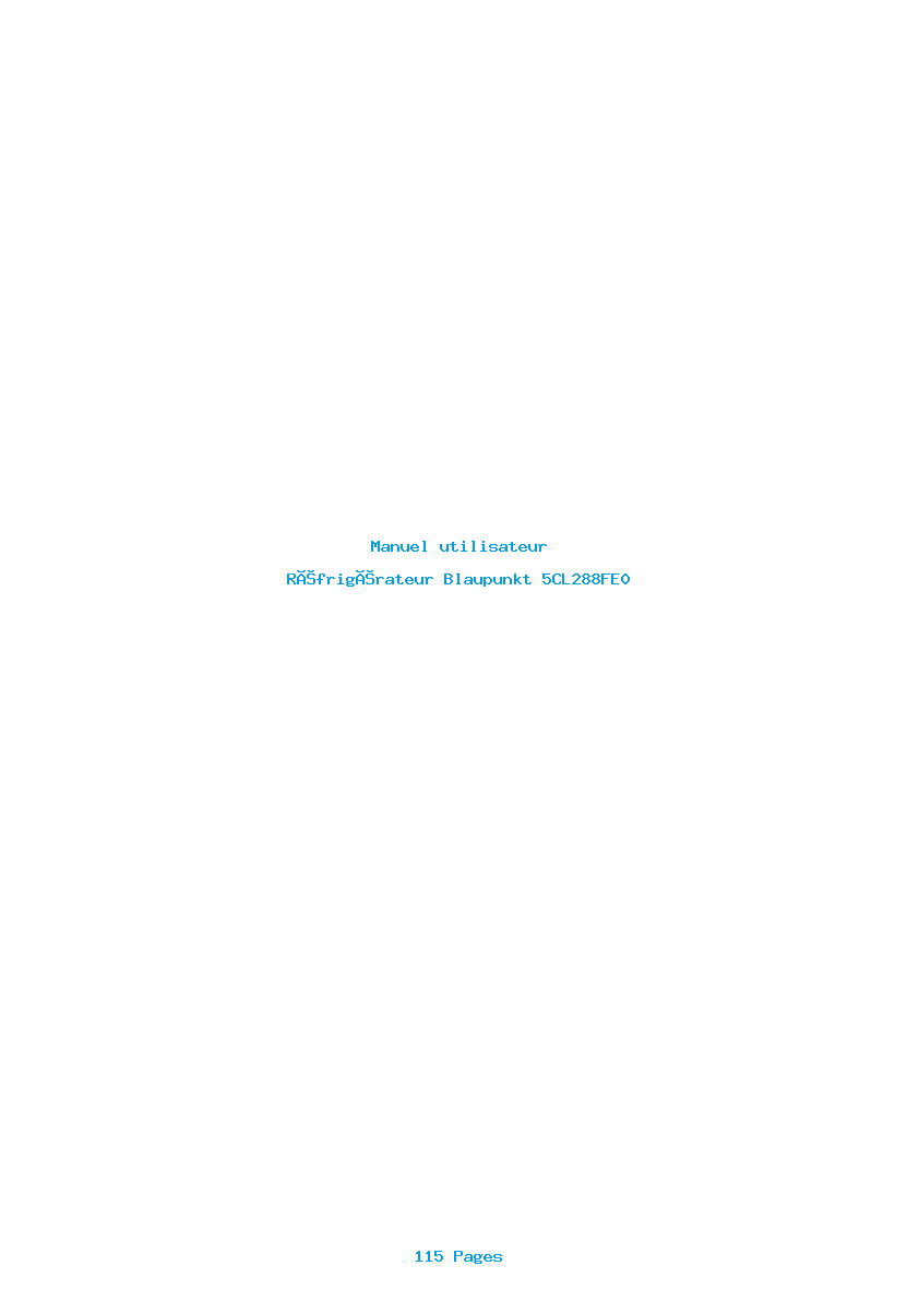Page 1 de la notice Manuel utilisateur Blaupunkt 5CL288FE0