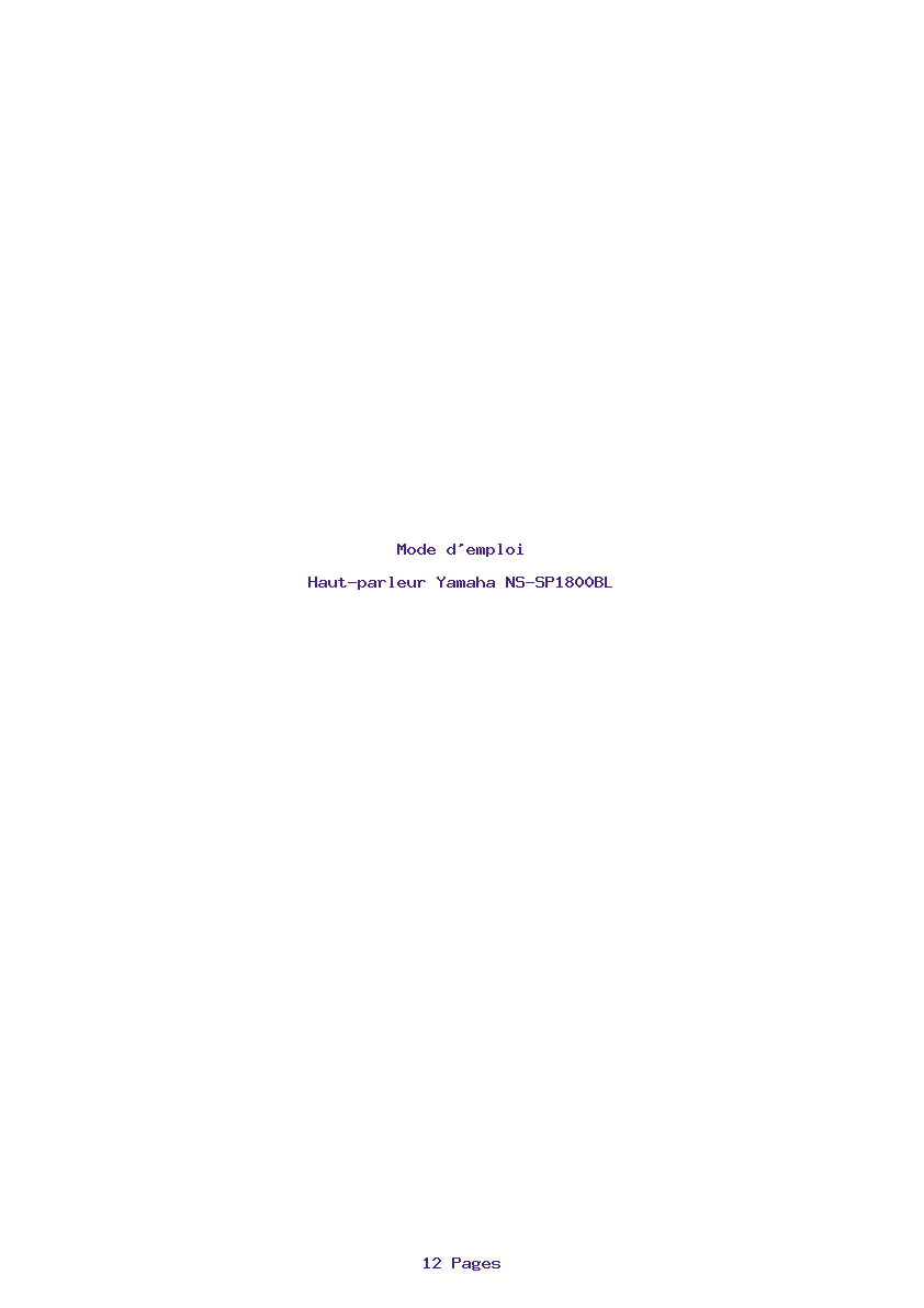 Page 1 de la notice Mode d'emploi Yamaha NS-SP1800BL
