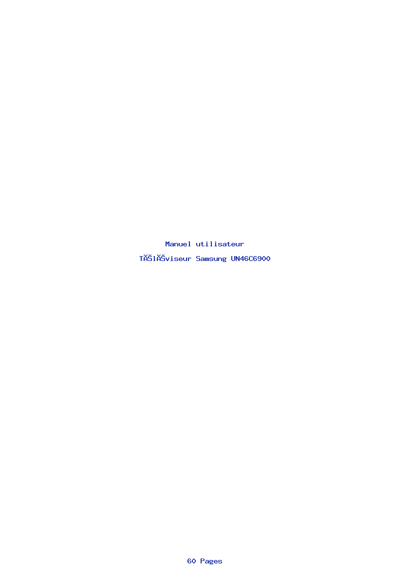 Page 1 de la notice Manuel utilisateur Samsung UN46C6900