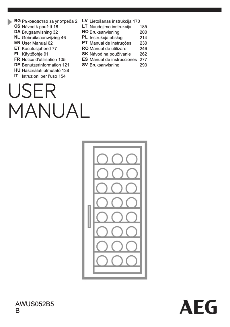 Page 1 de la notice Manuel utilisateur AEG AWUS052B5B