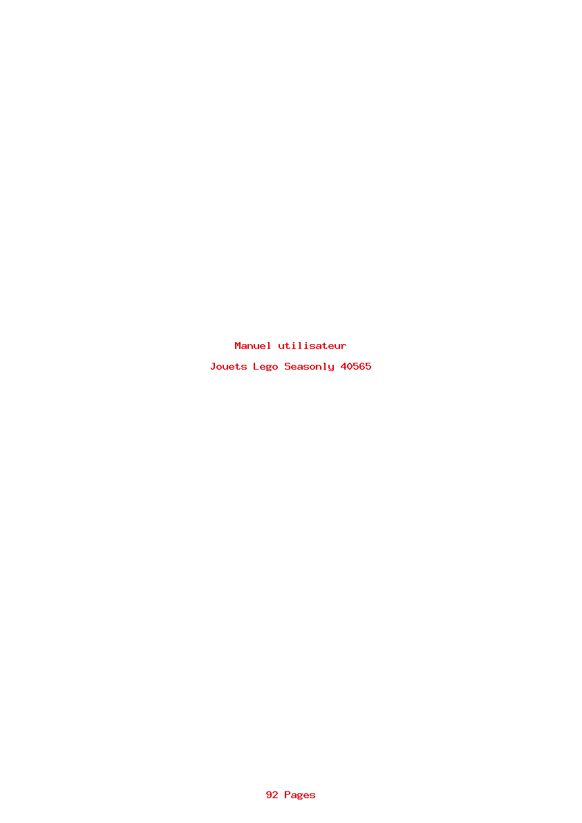 Page 1 de la notice Manuel utilisateur Lego Seasonly 40565