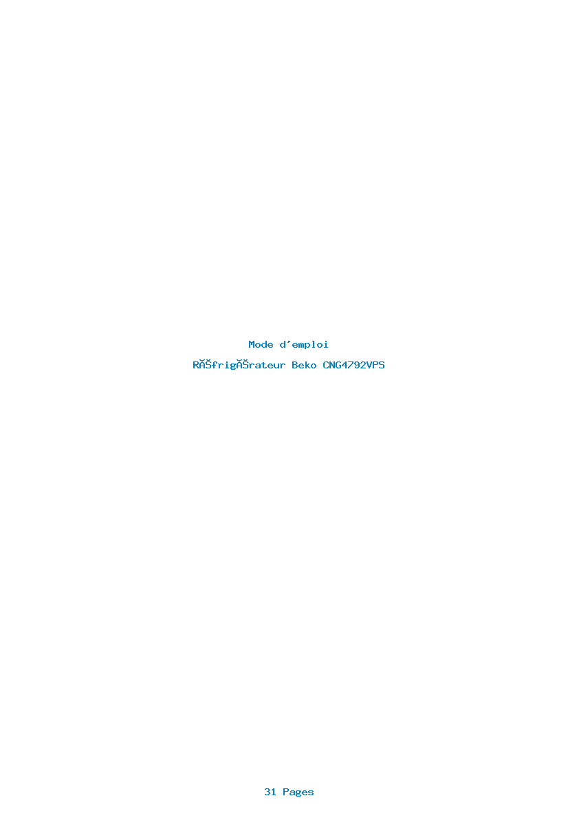 Page 1 de la notice Mode d'emploi Beko CNG4792VPS