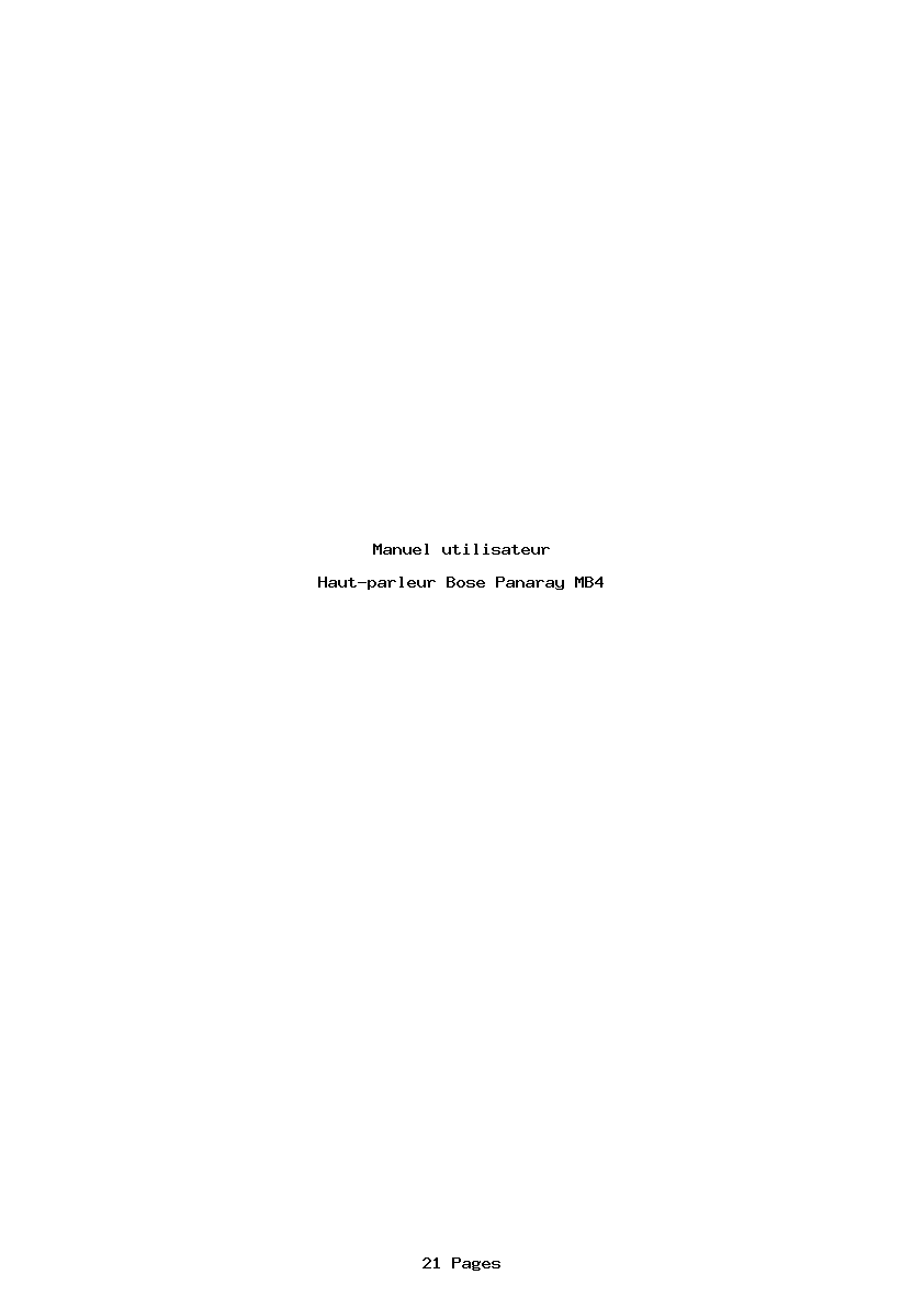 Page 1 de la notice Manuel utilisateur Bose Panaray MB4