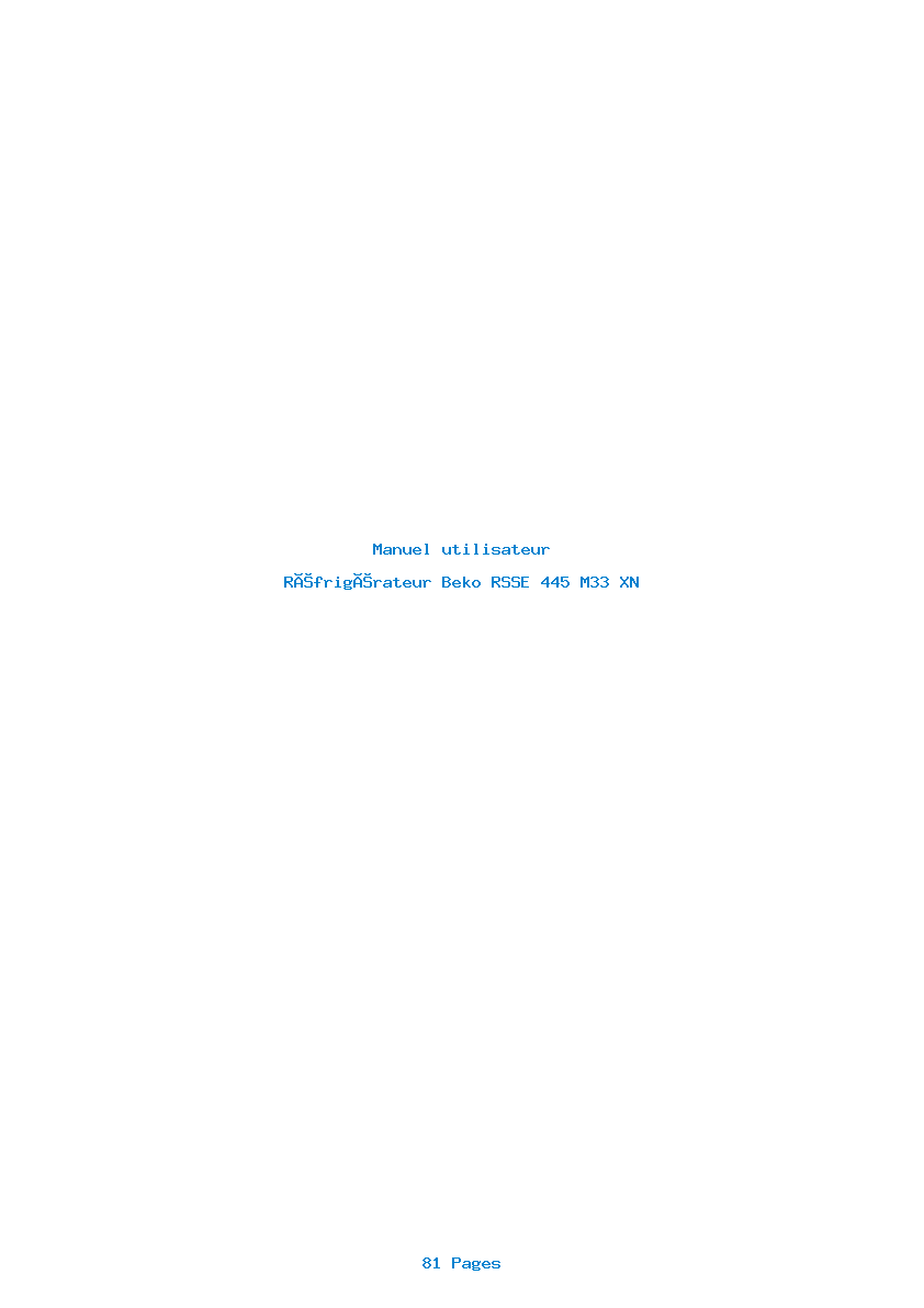 Page 1 de la notice Manuel utilisateur Beko RSSE 445 M33 XN