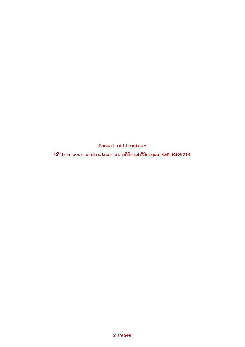 Page 1 de la notice Manuel utilisateur R&M R308214