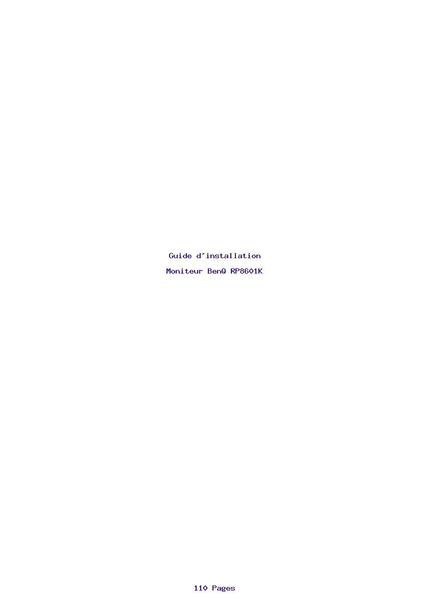 Page 1 de la notice Guide d'installation BenQ RP8601K
