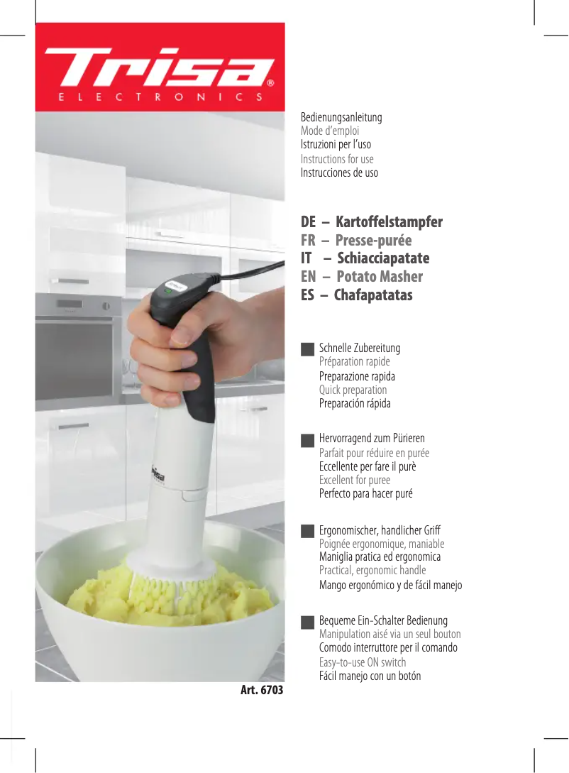 Page 1 de la notice Manuel utilisateur Trisa Masher 6703.76