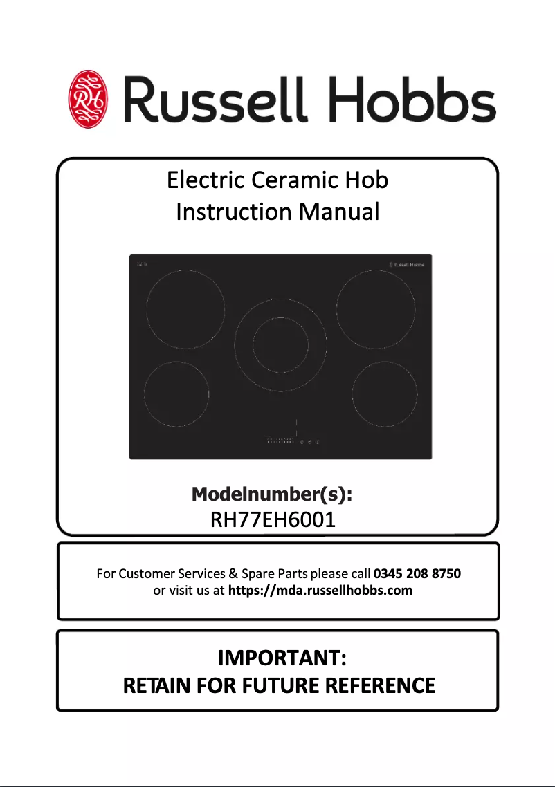 Page 1 de la notice Manuel utilisateur Russell Hobbs RH77EH6001