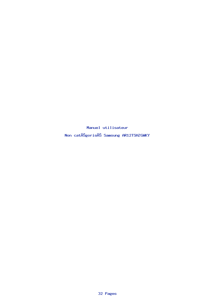 Page 1 de la notice Manuel utilisateur Samsung AR12TSHZGWKY