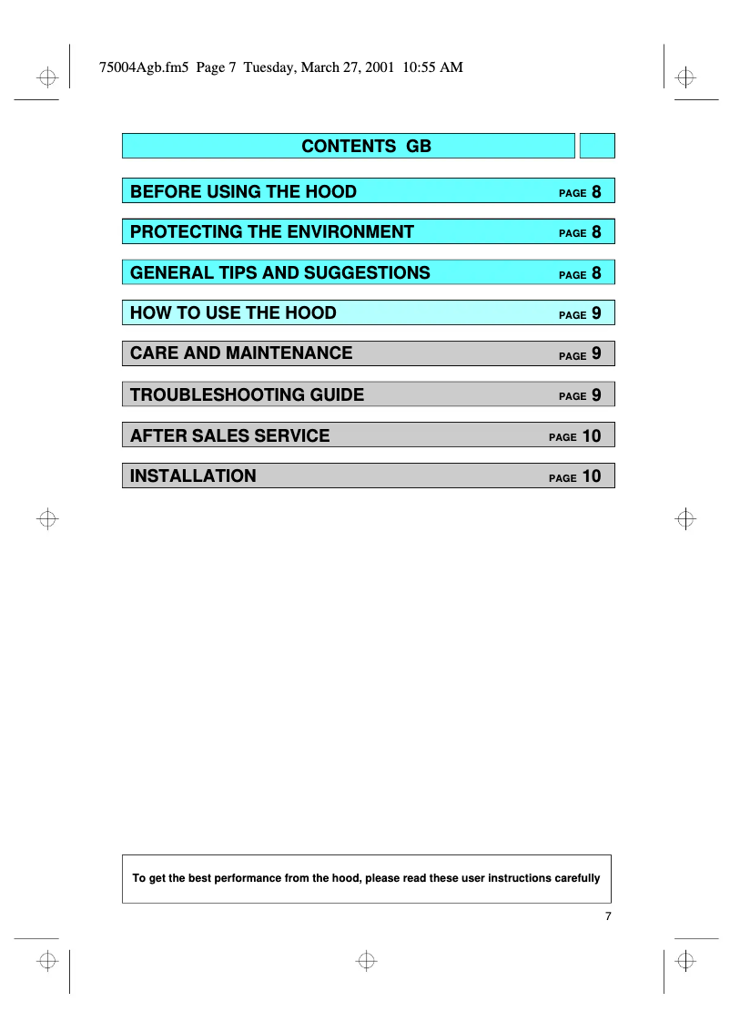 Page 1 de la notice Manuel utilisateur Whirlpool AKB 087