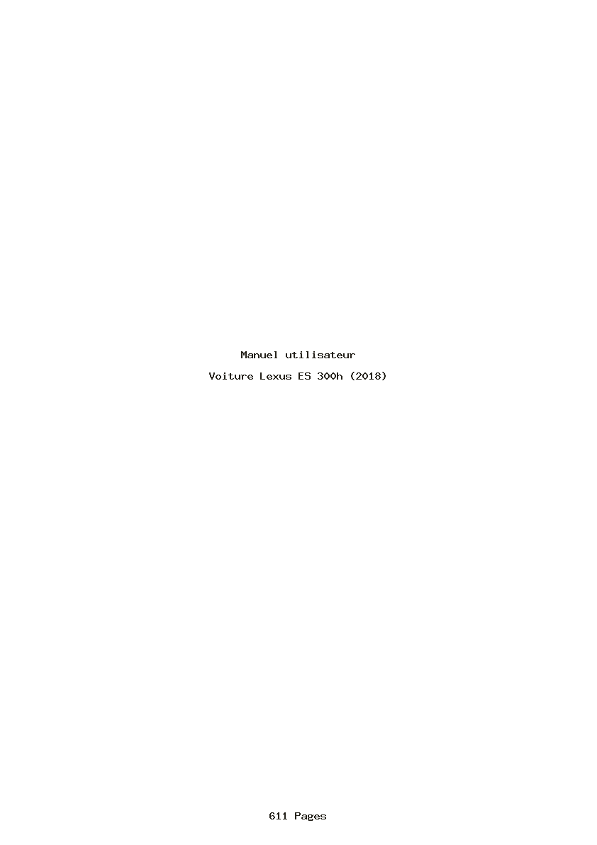 Page 1 de la notice Manuel utilisateur Lexus ES 300h (2018)