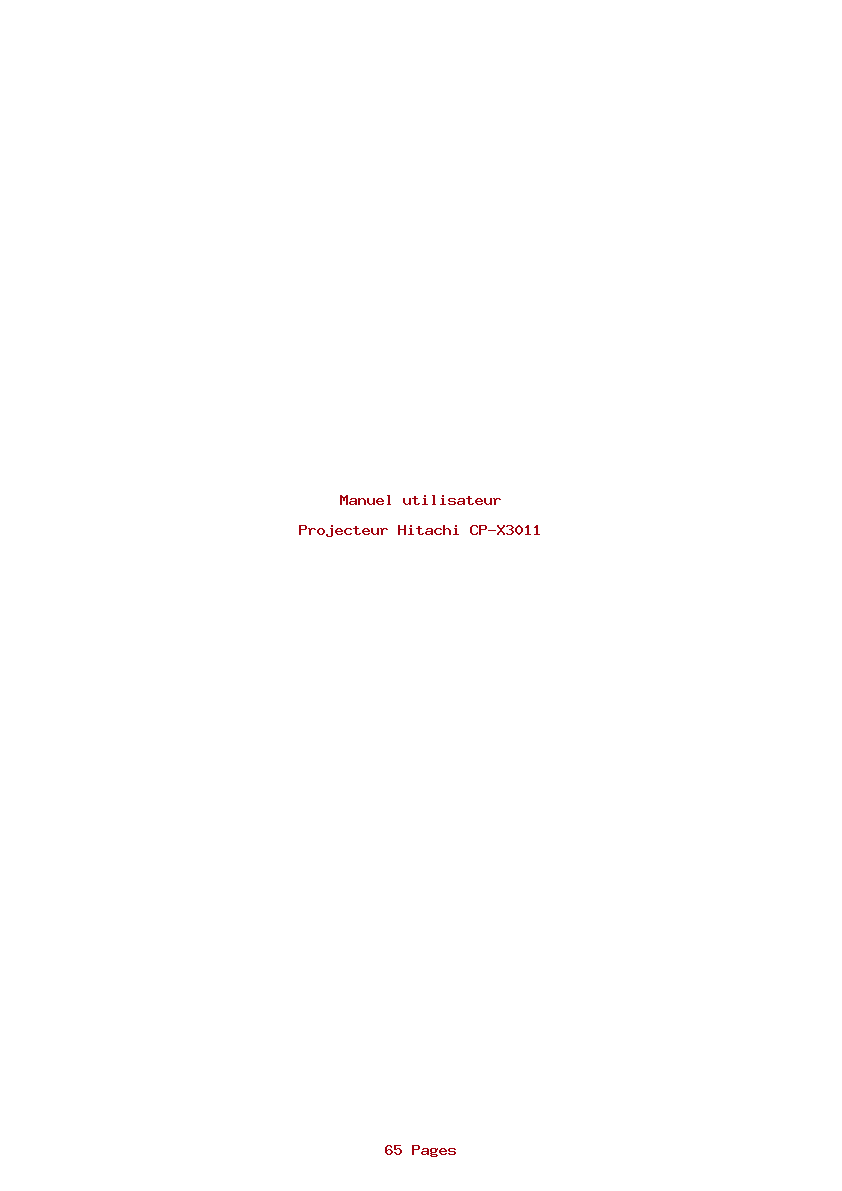Page 1 de la notice Manuel utilisateur Hitachi CP-X3011