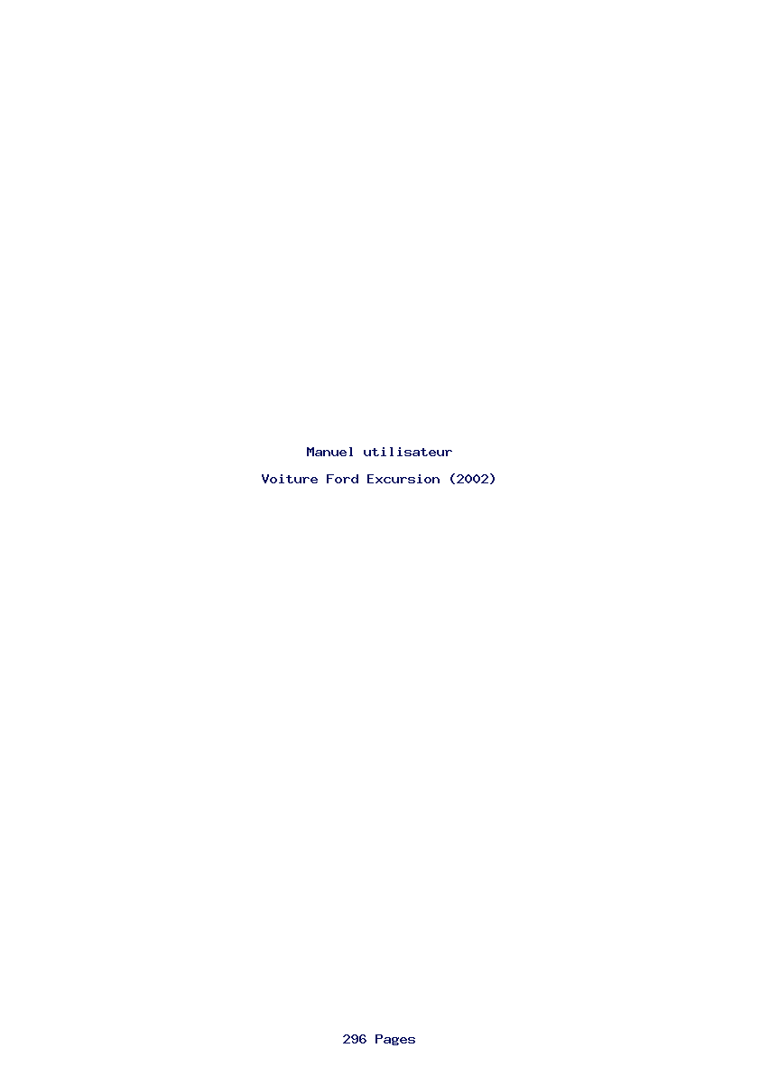 Page 1 de la notice Manuel utilisateur Ford Excursion (2002)