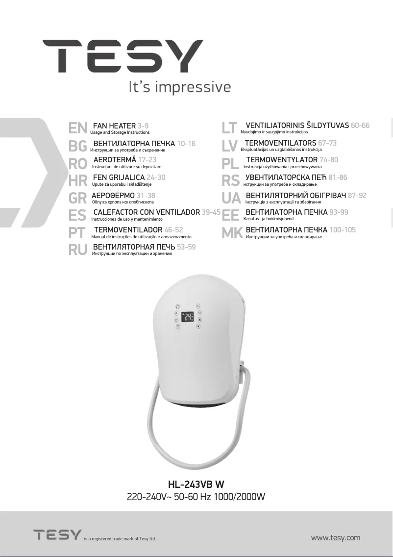 Página 1 del manual Manual de usuario Tesy HL 243 VB W