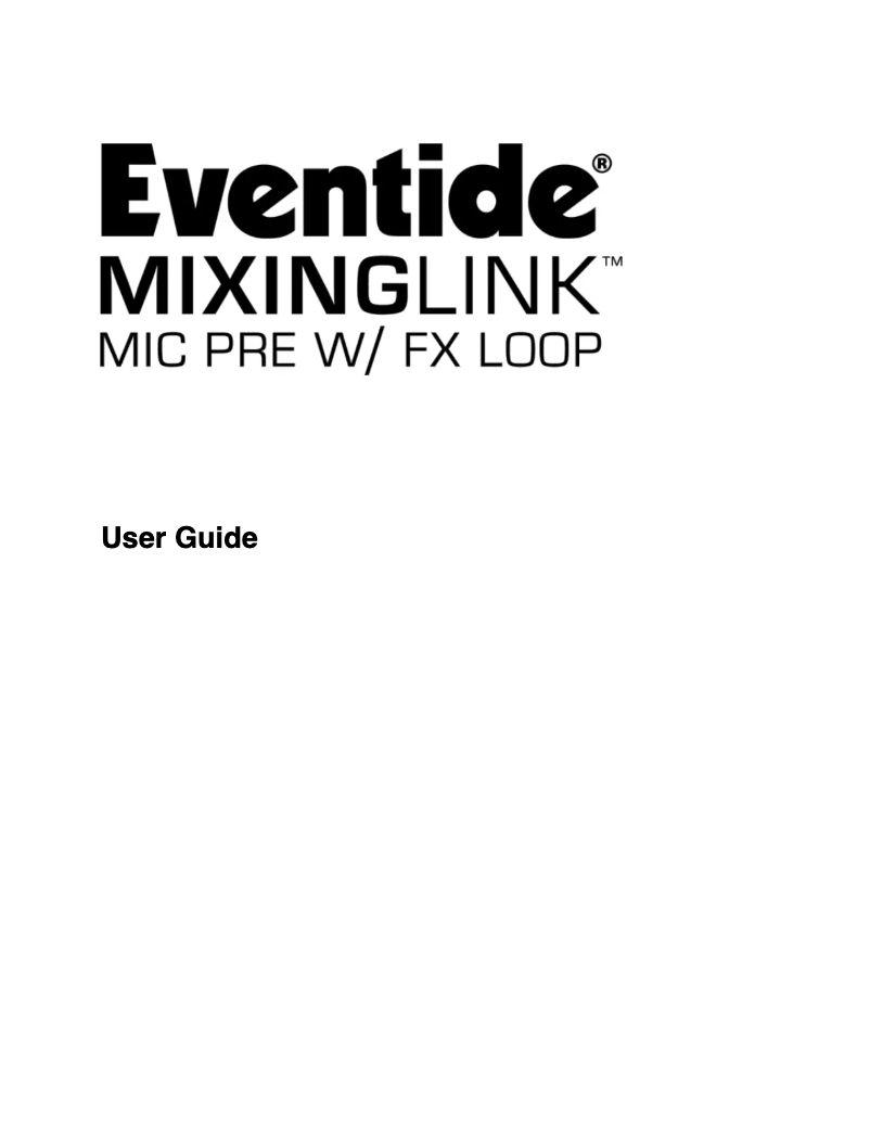 Page 1 of the manual User Manual Eventide MixingLink