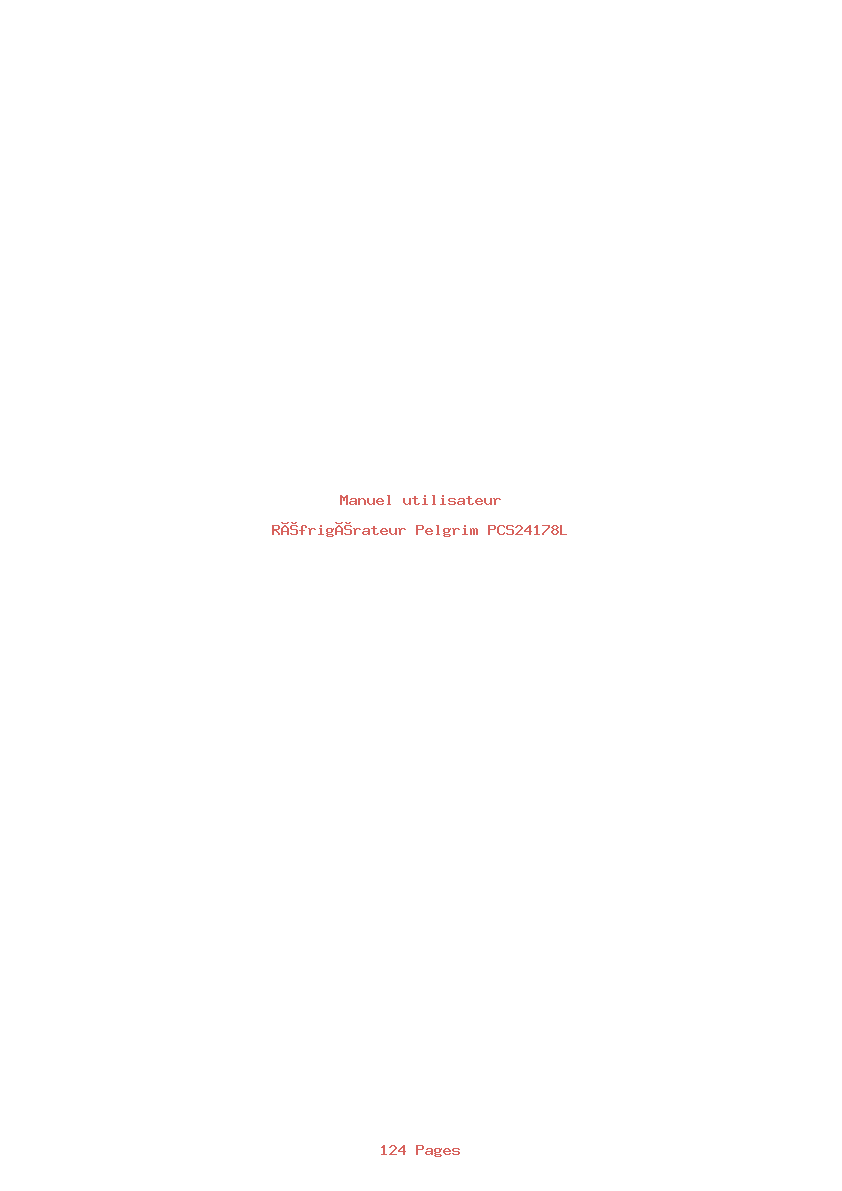 Page 1 de la notice Manuel utilisateur Pelgrim PCS24178L