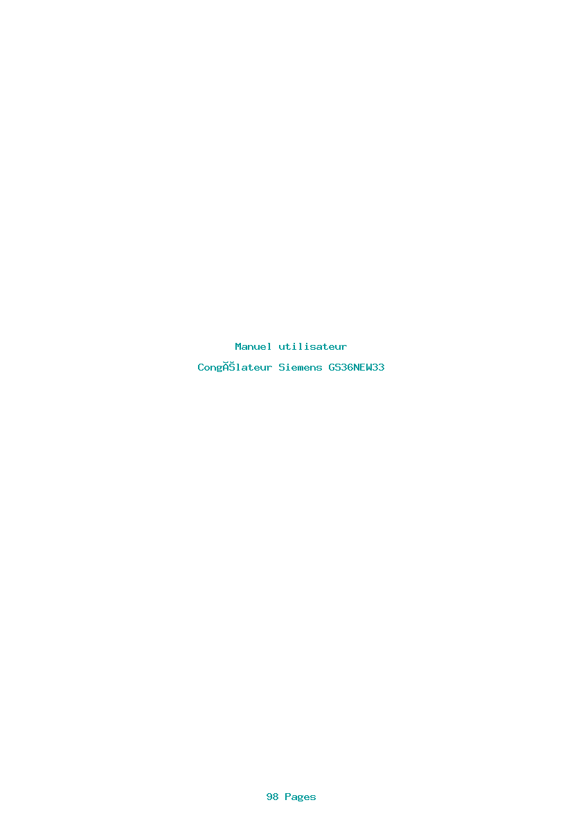 Page 1 de la notice Manuel utilisateur Siemens GS36NEW33