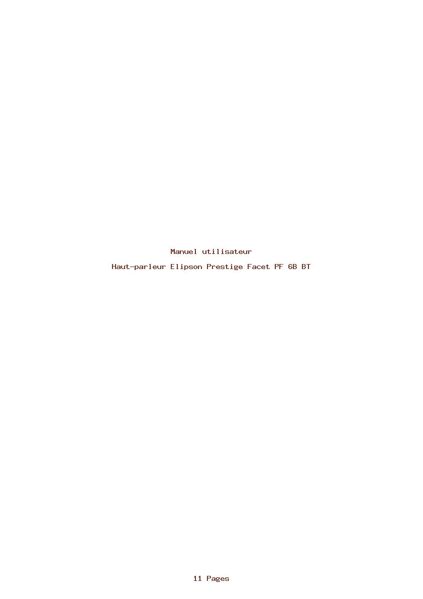Page 1 de la notice Manuel utilisateur Elipson Prestige Facet PF 6B BT