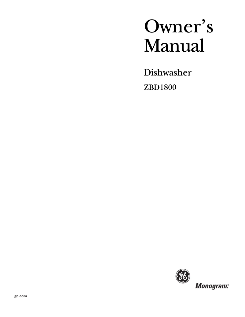 Página 1 del manual Manual de uso y mantenimiento GE ZBD1800GSS