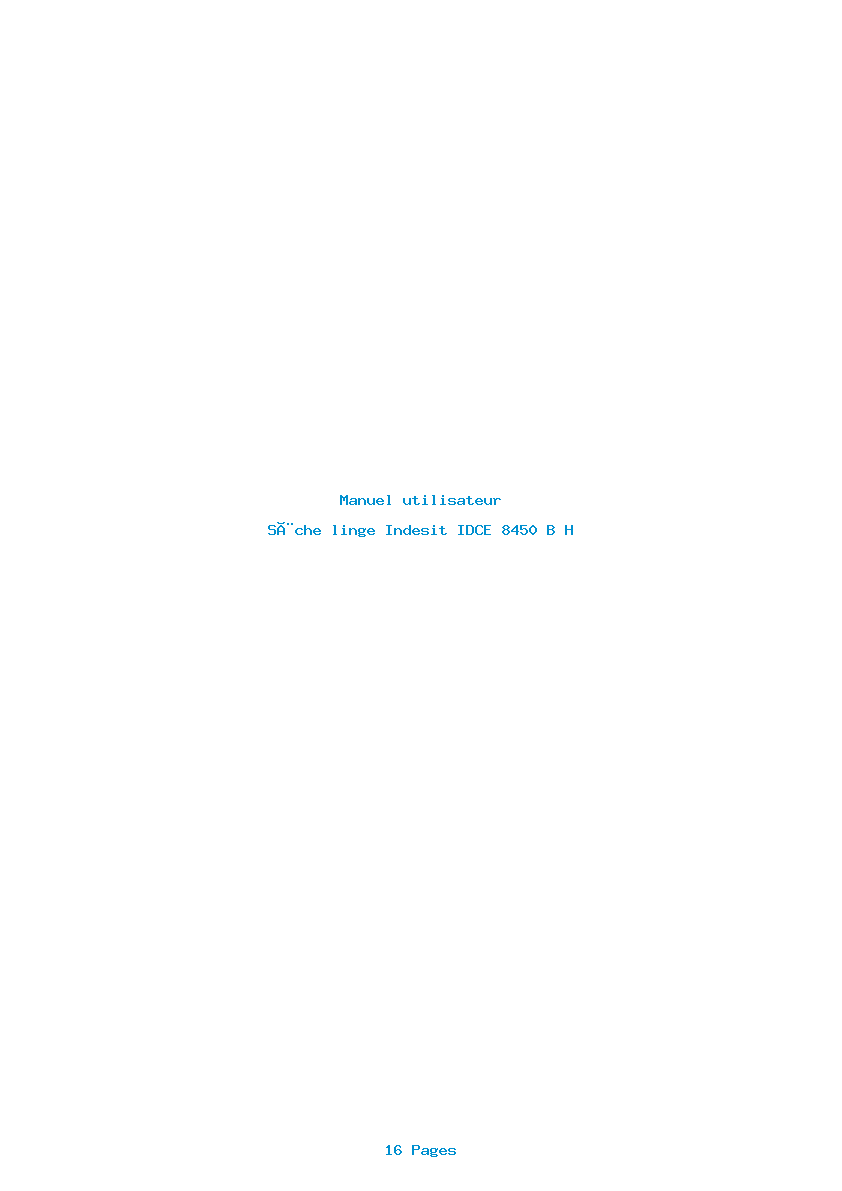 Page 1 de la notice Manuel utilisateur Indesit IDCE 8450 B H