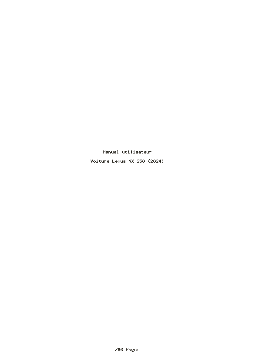 Page 1 de la notice Manuel utilisateur Lexus NX 250 (2024)