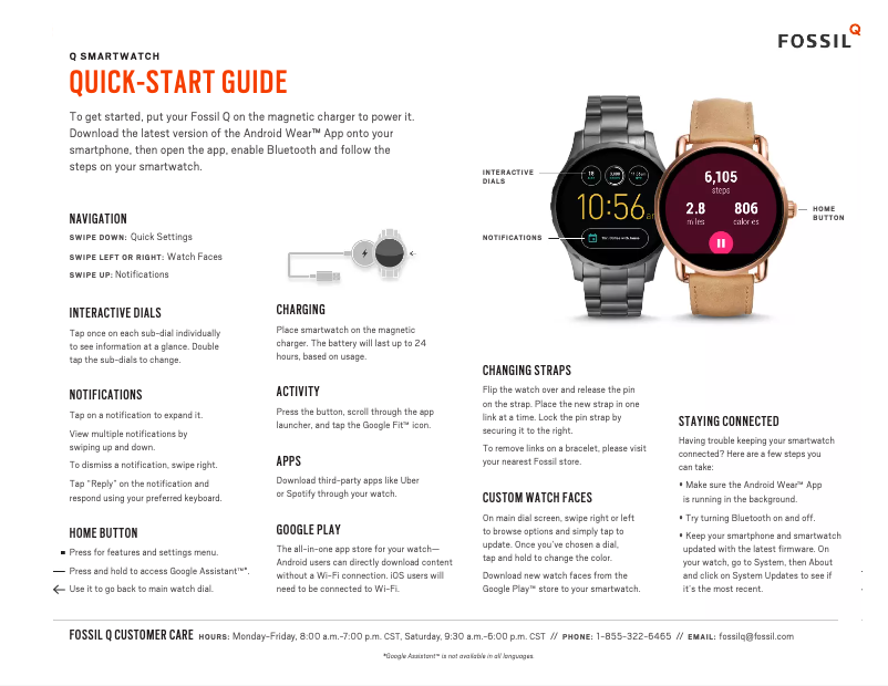 Page 1 de la notice Manuel utilisateur Fossil Q Explorist HR