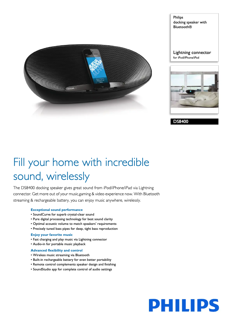 Página 1 del manual Ficha técnica Philips DS8400