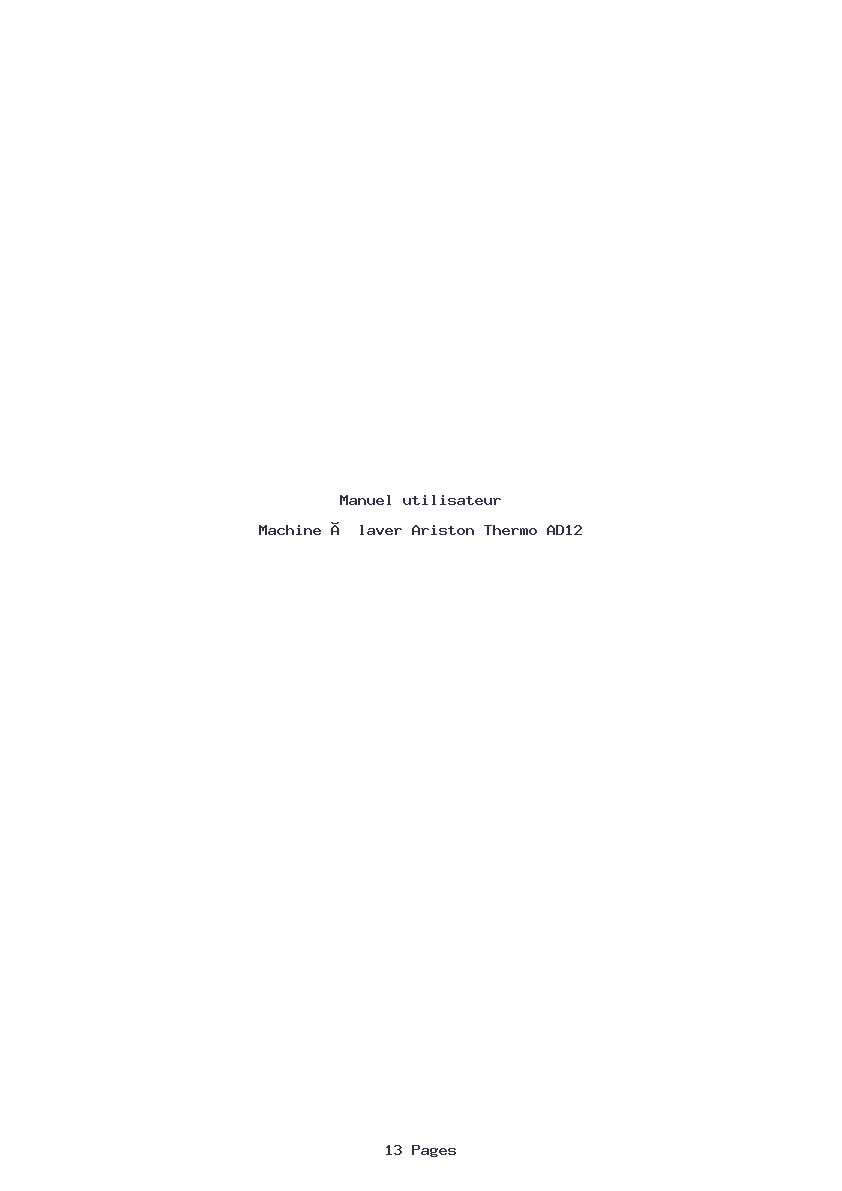 Page 1 de la notice Manuel utilisateur Ariston Thermo AD12