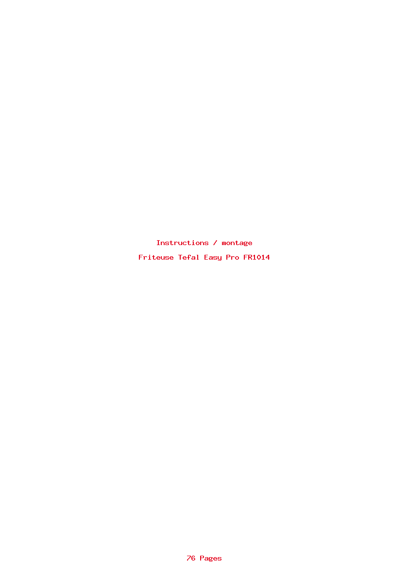 Page 1 de la notice Instructions / montage Tefal Easy Pro FR1014