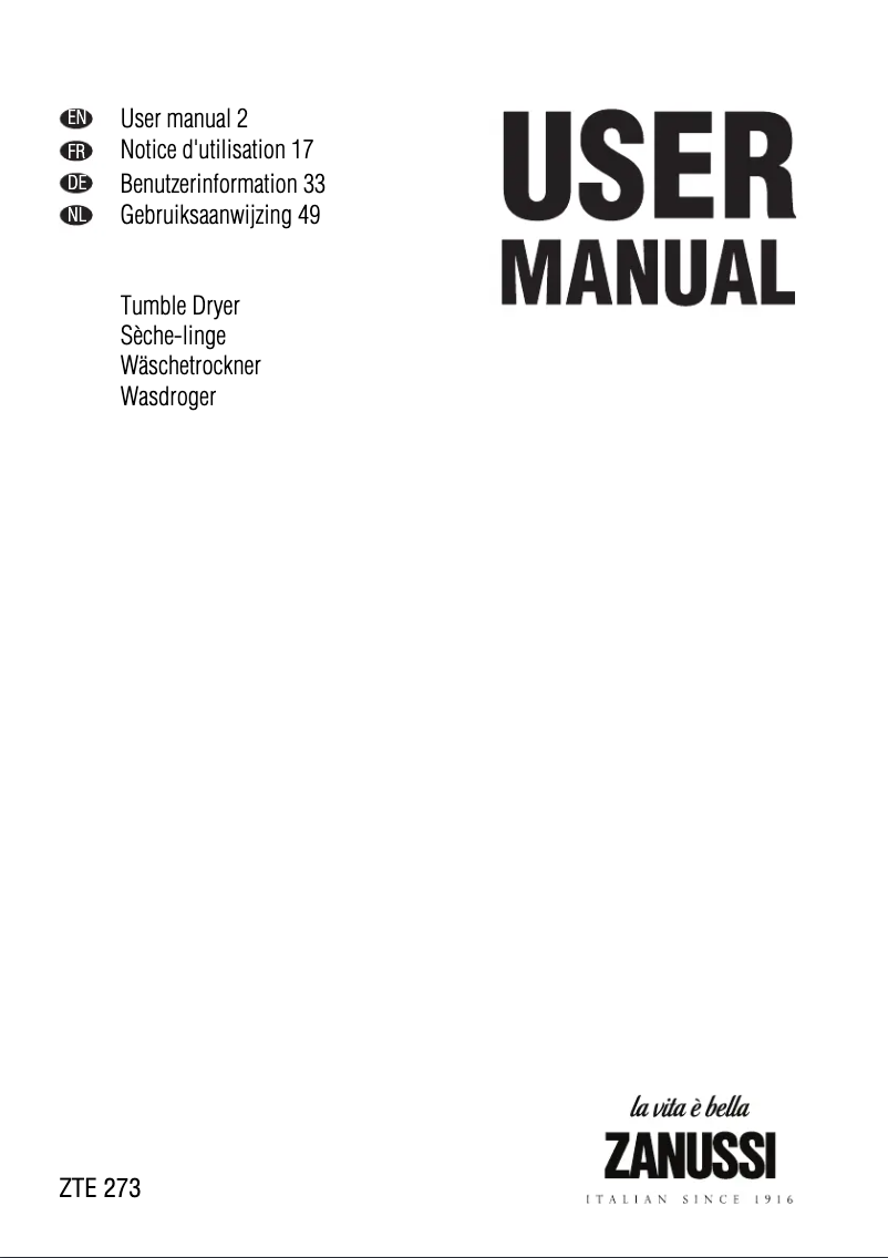 Página 1 del manual Manual de usuario Zanussi ZTE 273