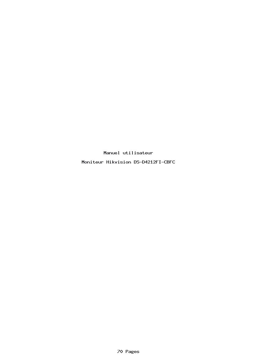 Page 1 de la notice Manuel utilisateur Hikvision DS-D4212FI-CBFC