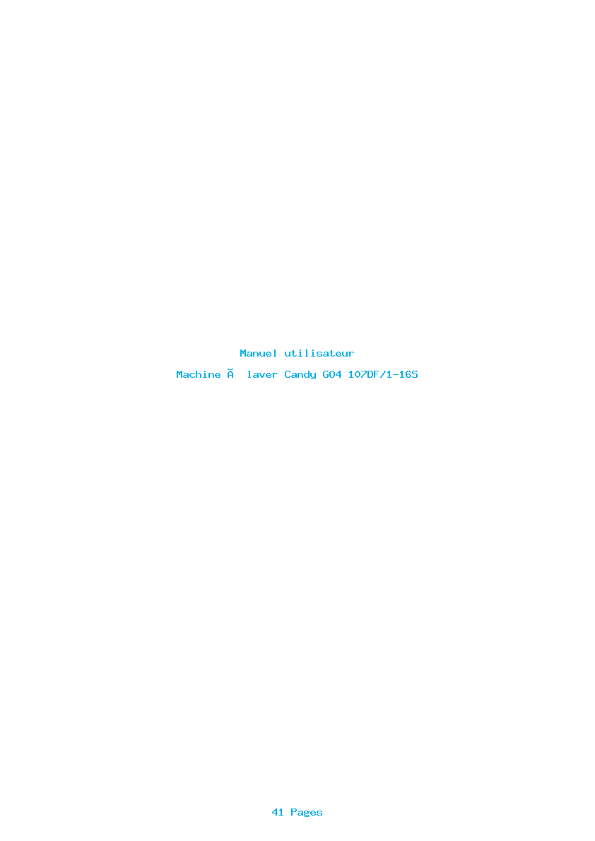 Page 1 de la notice Manuel utilisateur Candy GO4 107DF/1-16S