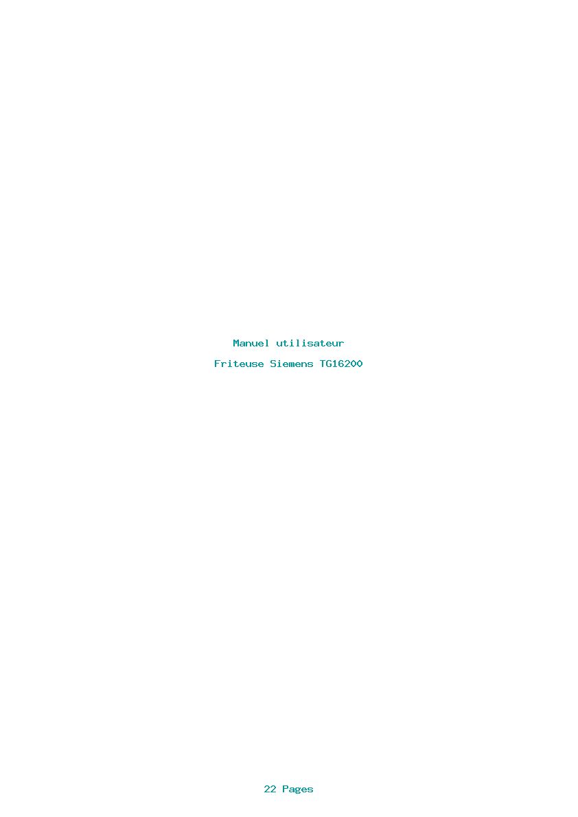 Page 1 de la notice Manuel utilisateur Siemens TG16200