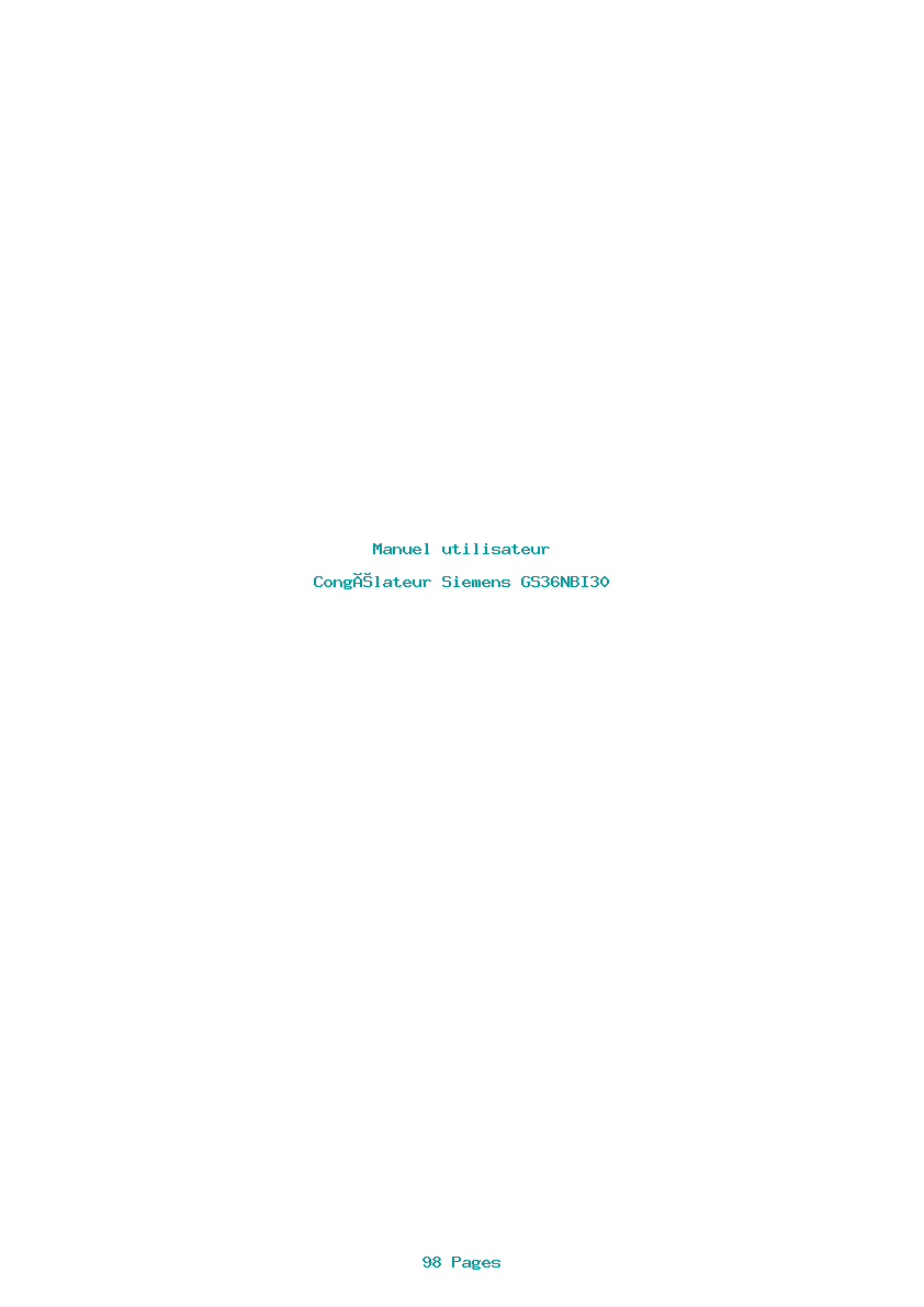 Page 1 de la notice Manuel utilisateur Siemens GS36NBI30
