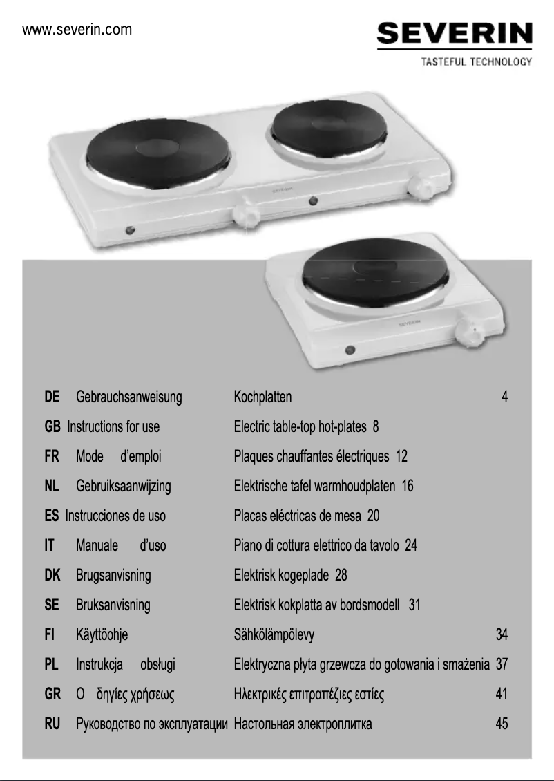 Page 1 de la notice Manuel utilisateur Severin KP 1042