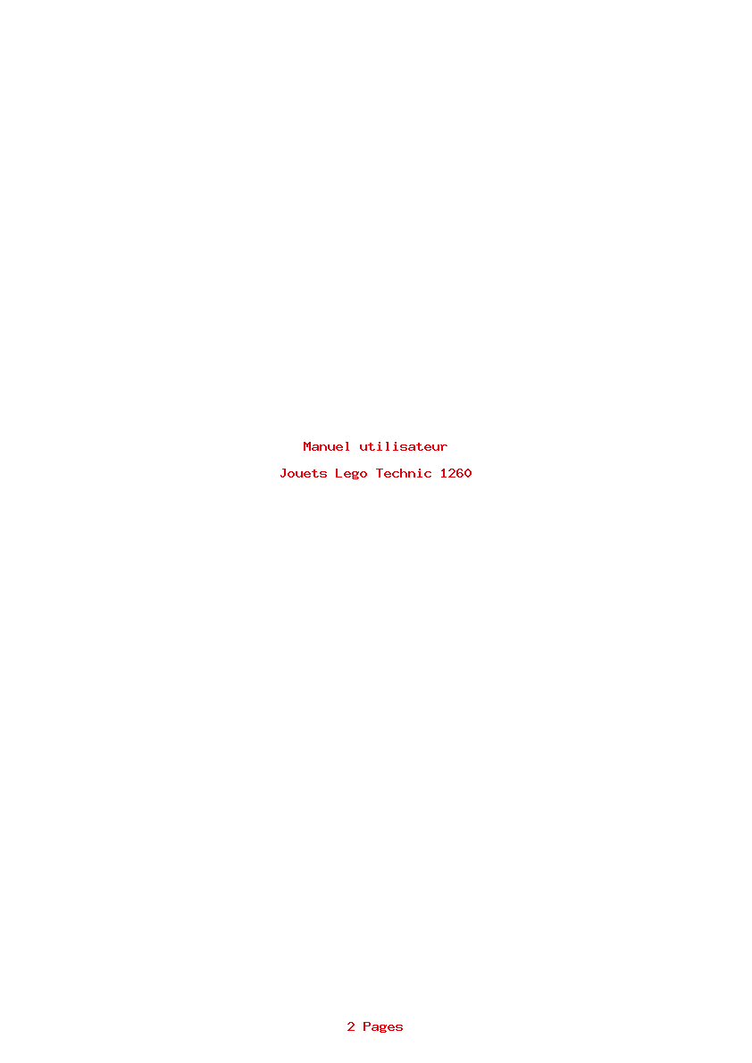 Page 1 de la notice Manuel utilisateur Lego Technic 1260