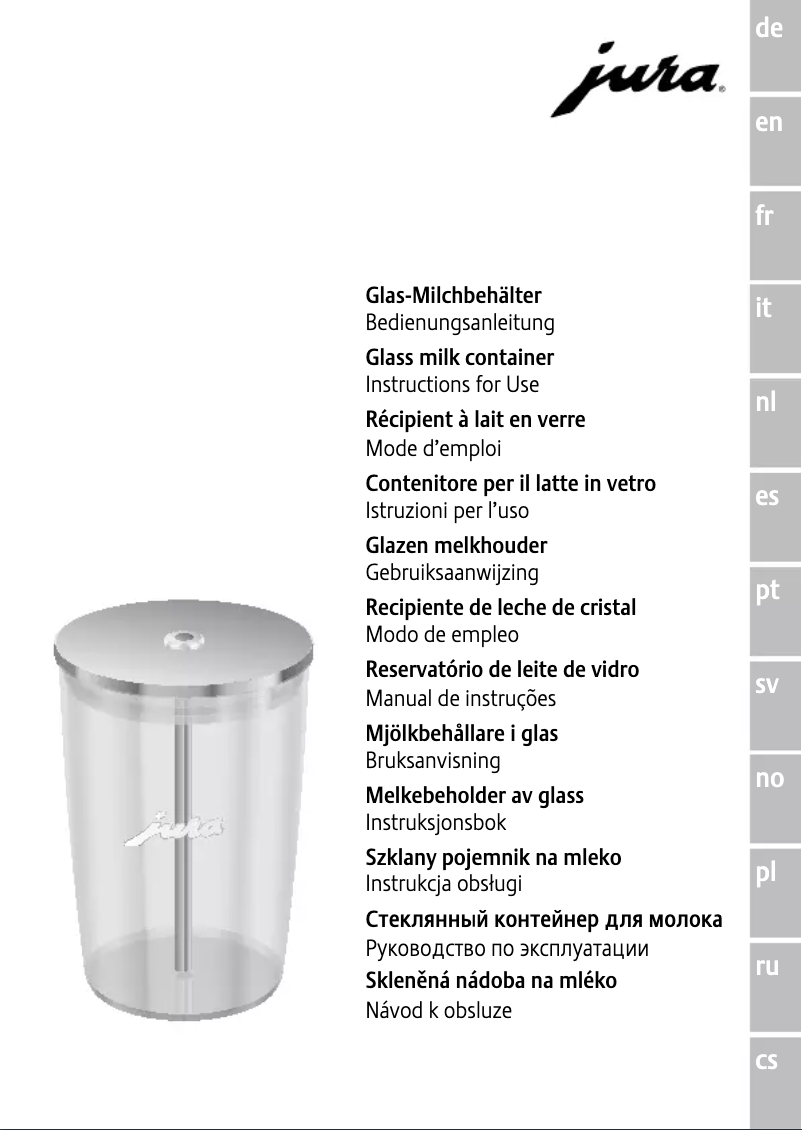 Page 1 de la notice Manuel utilisateur Jura Glass milk container