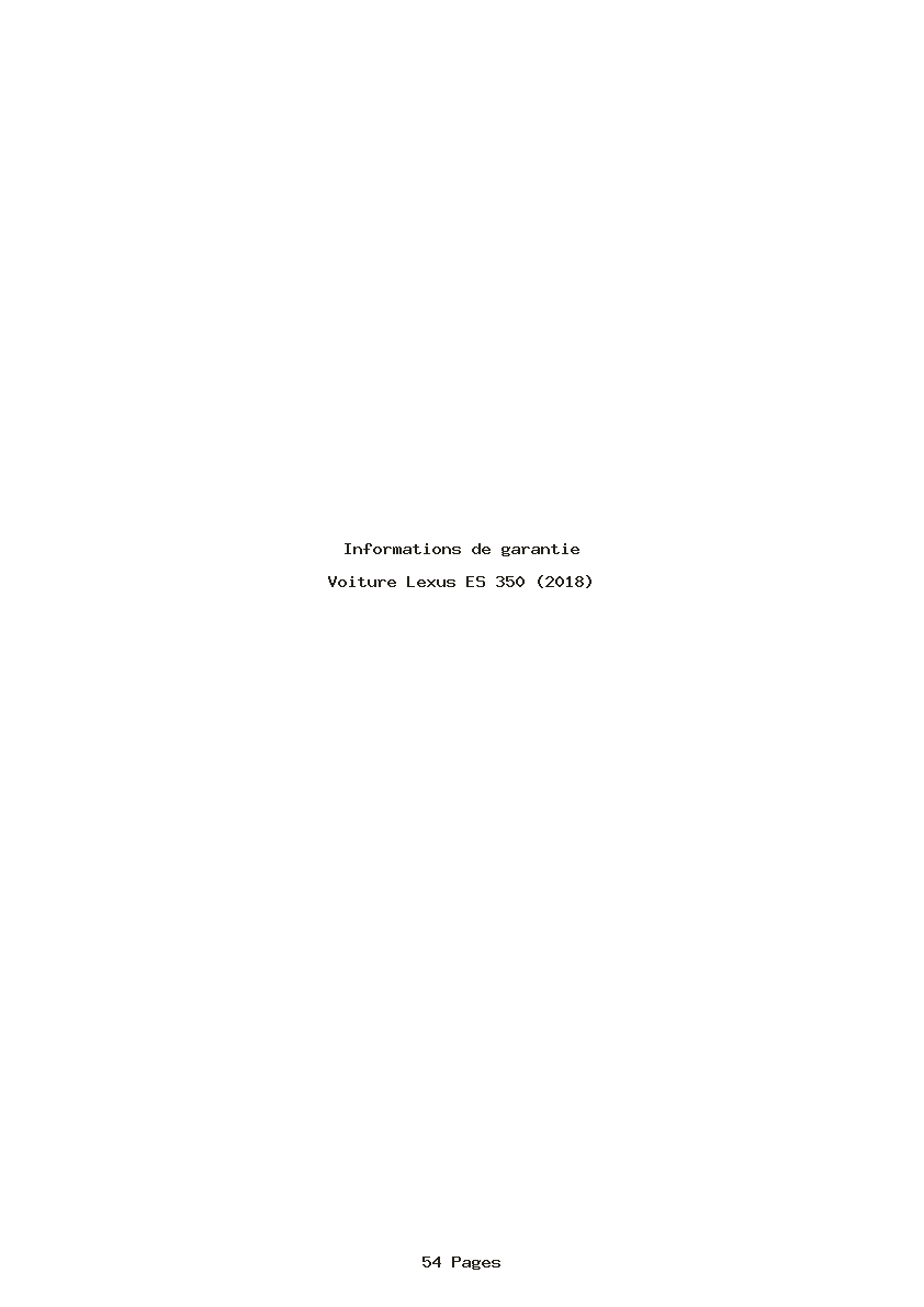 Page 1 de la notice Informations de garantie Lexus ES 350 (2018)